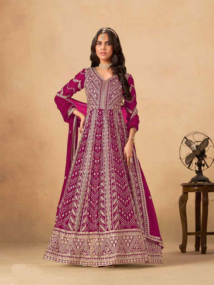 Pink Faux Georgette Embroidered Festival Wedding Lawn Salwar Kameez
