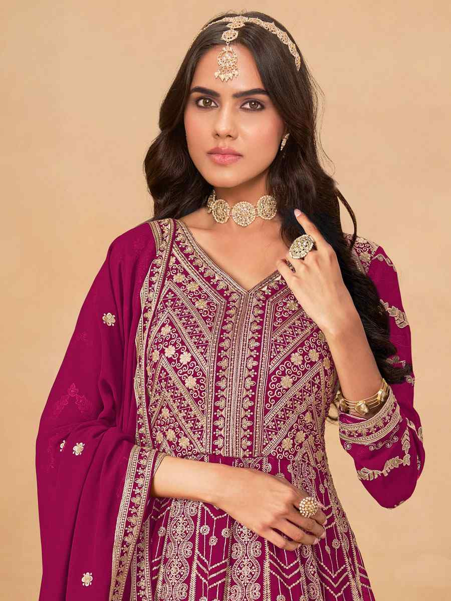 Pink Faux Georgette Embroidered Festival Wedding Lawn Salwar Kameez