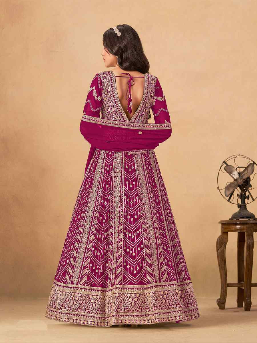 Pink Faux Georgette Embroidered Festival Wedding Lawn Salwar Kameez