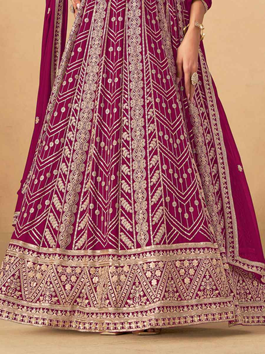 Pink Faux Georgette Embroidered Festival Wedding Lawn Salwar Kameez