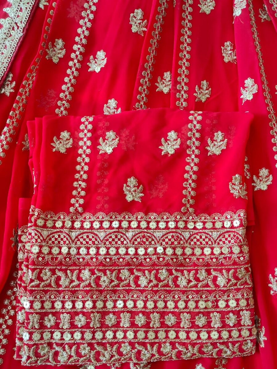Pink Faux georgette Embroidery Sequins Zari Wedding Reception Party Festival Heavy Border Lehenga Choli