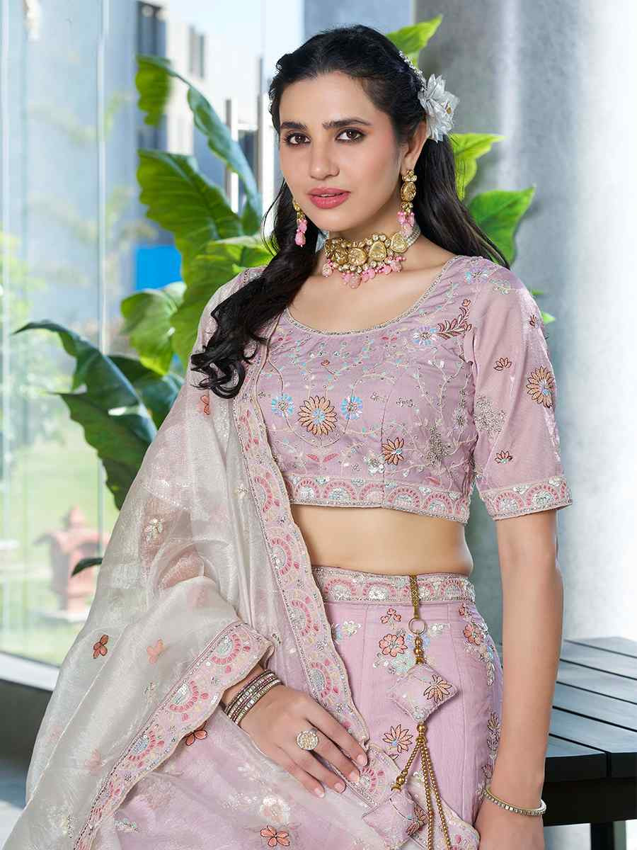 Pink Fendi Silk Embroidered Reception Wedding Lehenga Choli