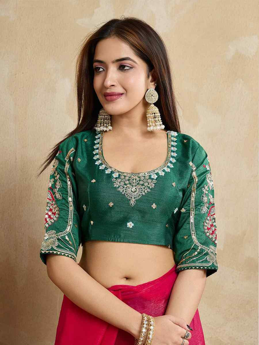 Pink Fendy Chiffon Silk Embroidered Festival Wedding Fancy Heavy Border Saree