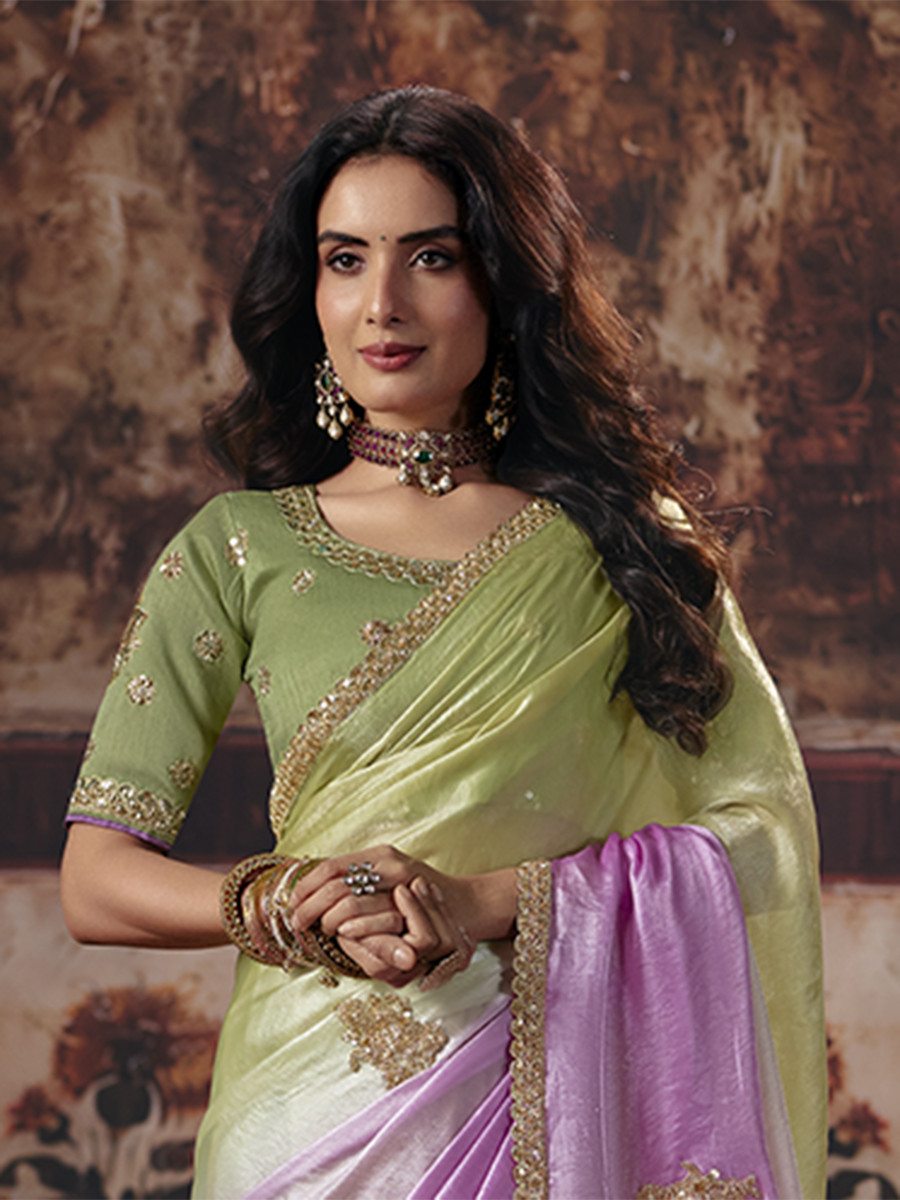 Pink Fendy Satin Embroidery Sequins Zari Wedding Reception Party Festival Casual Heavy Border Sarees