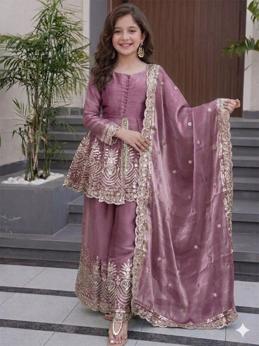 Pink Fendy Silk Embroidered Ethnic Casual Festival Party Wedding Salwars Girls Wear