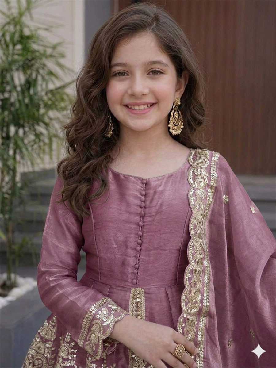Pink Fendy Silk Embroidered Ethnic Casual Festival Party Wedding Salwars Girls Wear