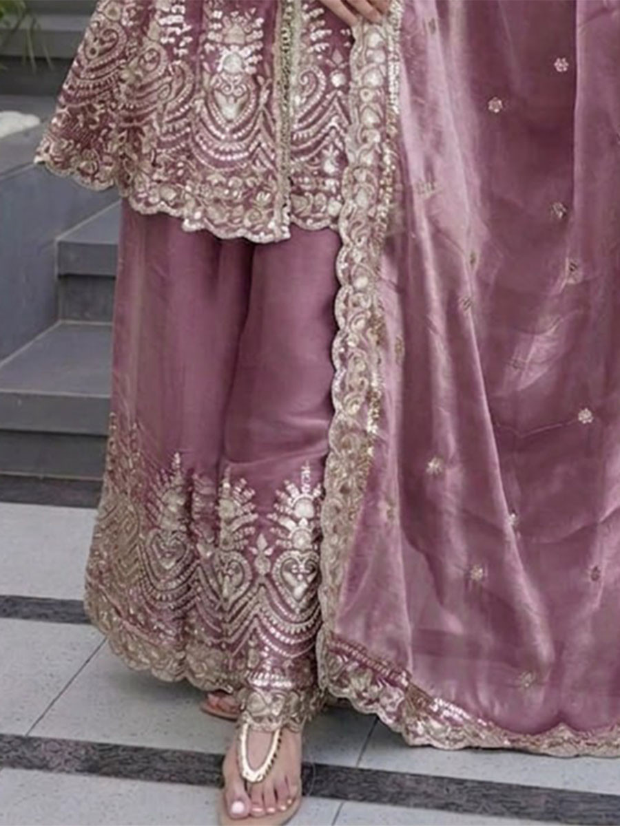 Pink Fendy Silk Embroidered Ethnic Casual Festival Party Wedding Salwars Girls Wear