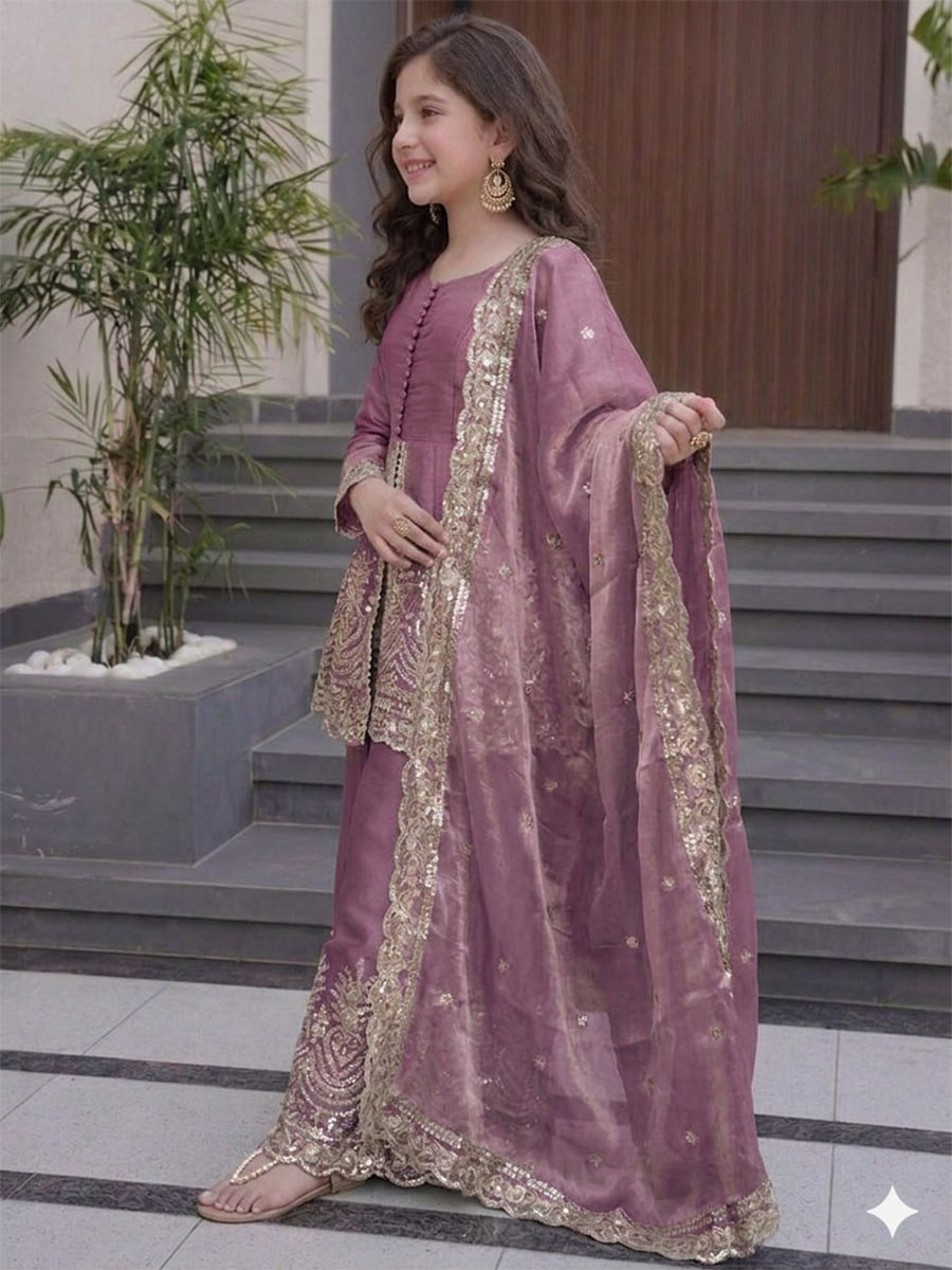 Pink Fendy Silk Embroidered Ethnic Casual Festival Party Wedding Salwars Girls Wear