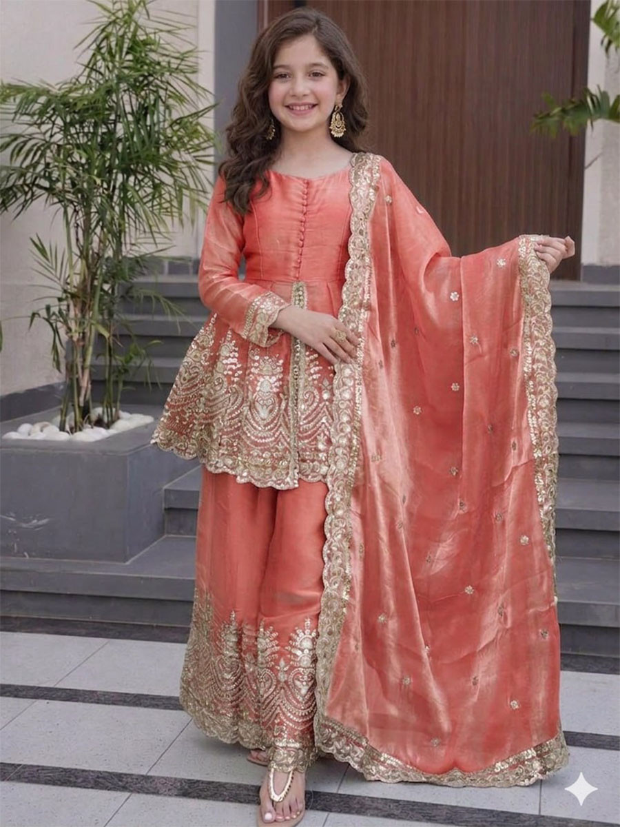 Pink Fendy Silk Embroidered Ethnic Casual Festival Party Wedding Salwars Girls Wear