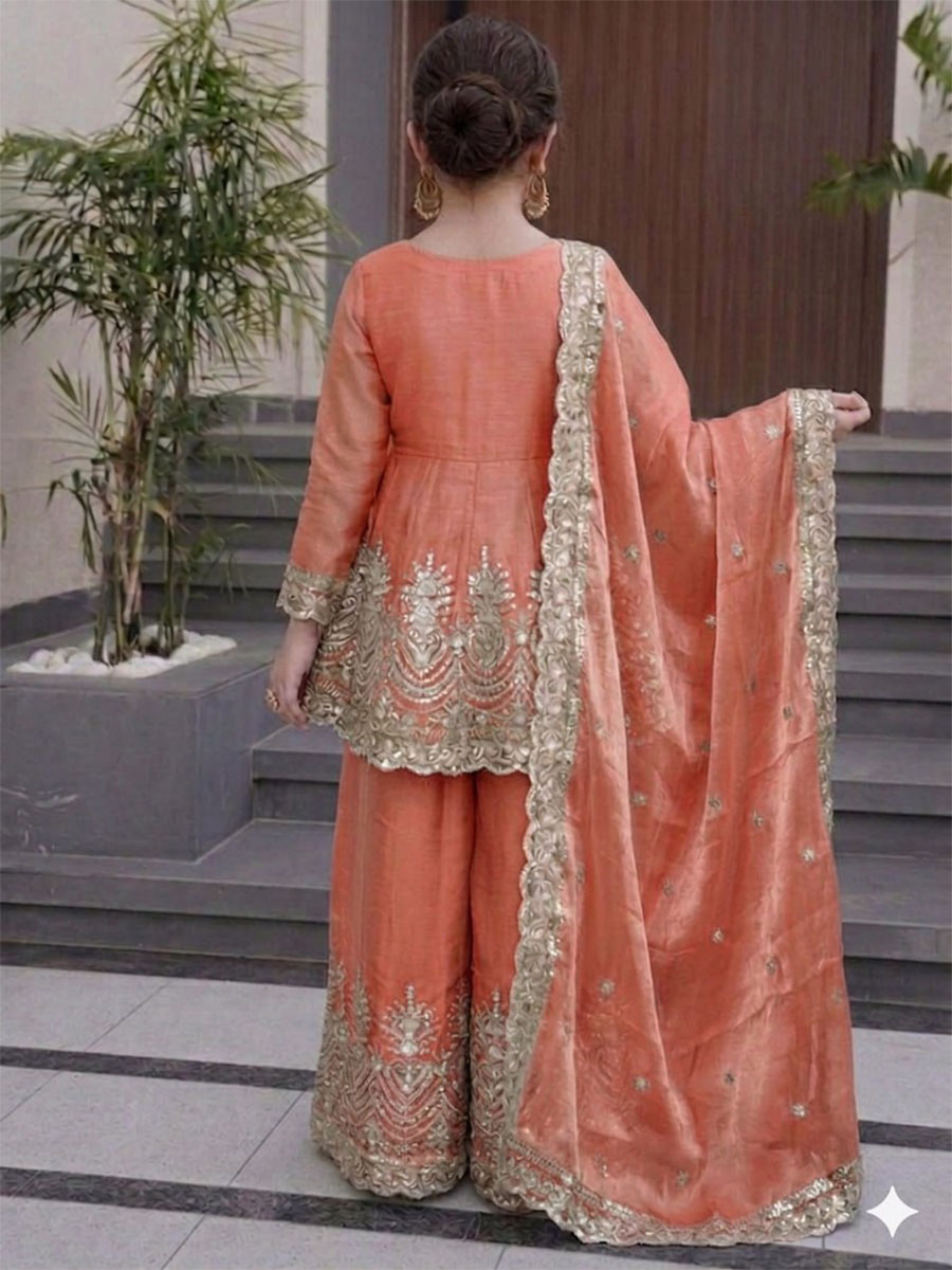 Pink Fendy Silk Embroidered Ethnic Casual Festival Party Wedding Salwars Girls Wear