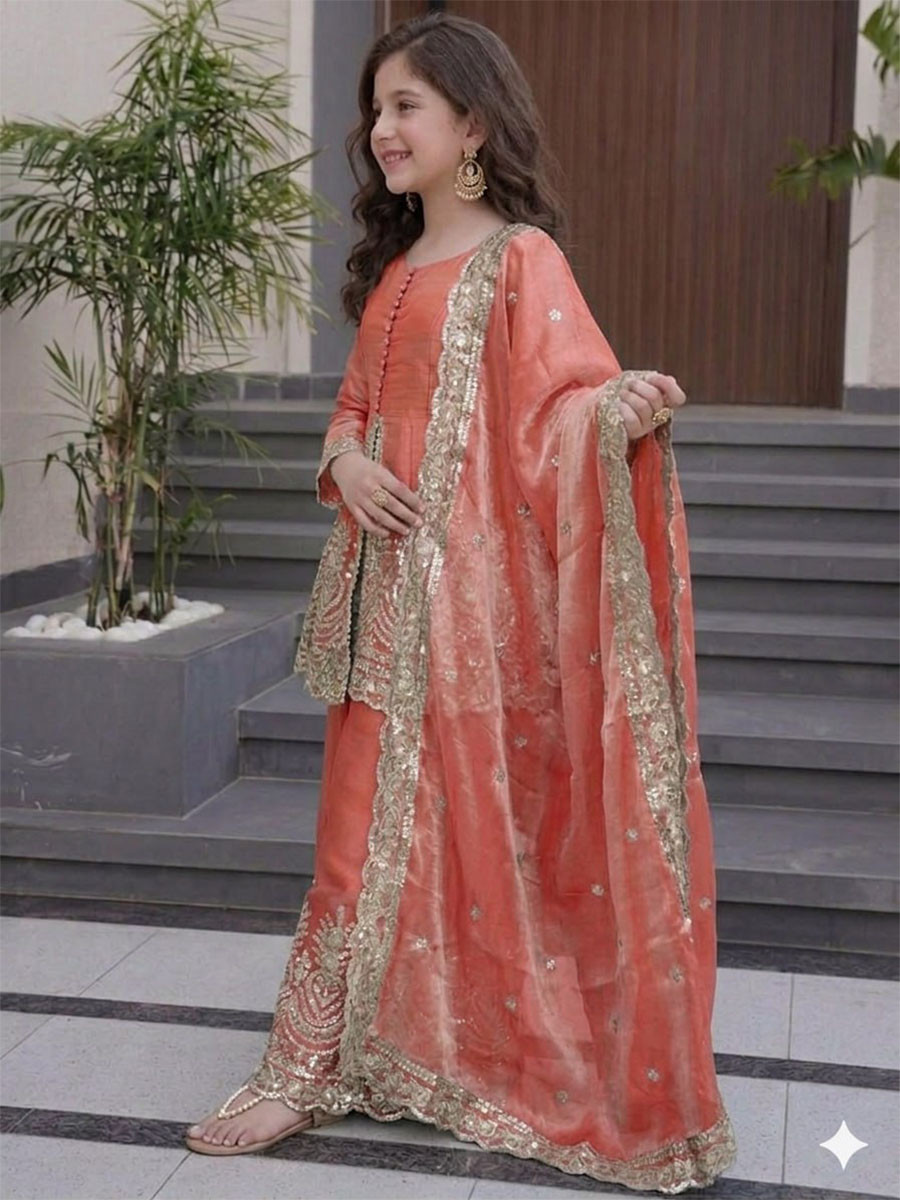 Pink Fendy Silk Embroidered Ethnic Casual Festival Party Wedding Salwars Girls Wear