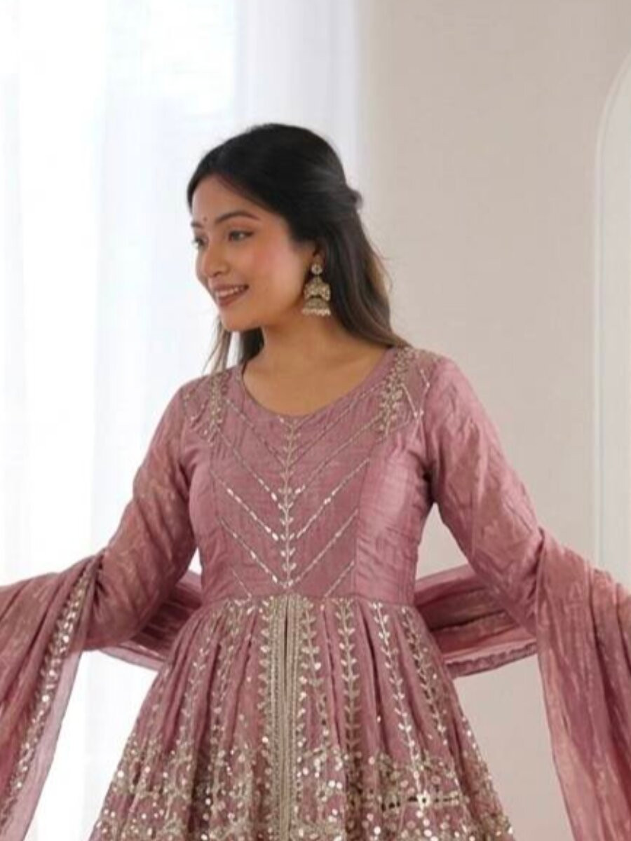 Pink Fendy Silk Embroidery Sequins Wedding Party Festival Casual Ready Palazzo Pant Salwar Kameez