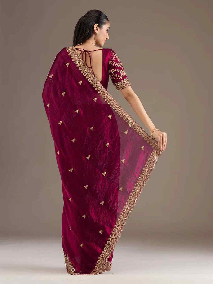 Pink Frendy Satin Silk Embroidery Bridal Reception Festival Wedding Fancy Heavy Border Saree