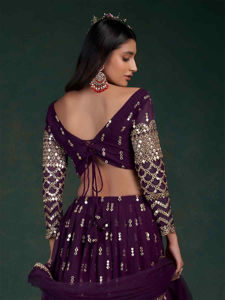 Pink Georgette Embroidered Bridesmaid Wedding Heavy Border Lehenga Choli