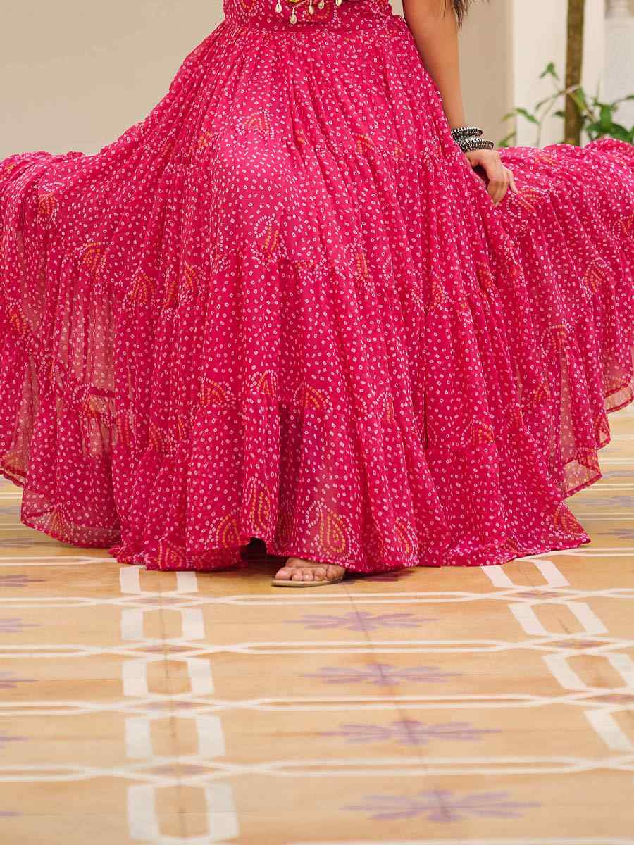 Pink Georgette Embroidered Festival Casual Gown