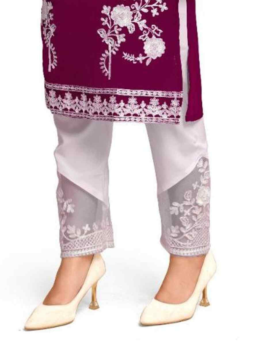 Pink Georgette Embroidered Festival Casual Kurti