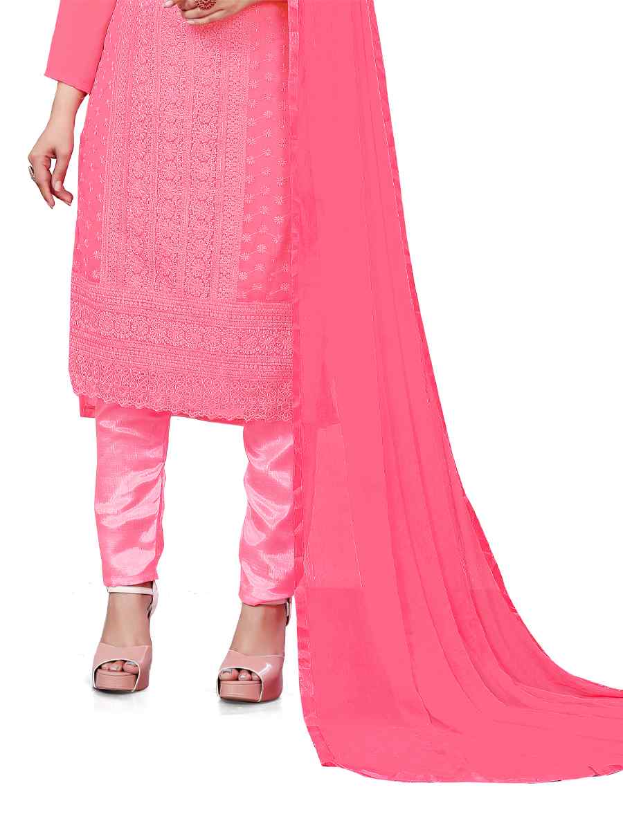 Pink Georgette Embroidered Festival Casual Pant Salwar Kameez