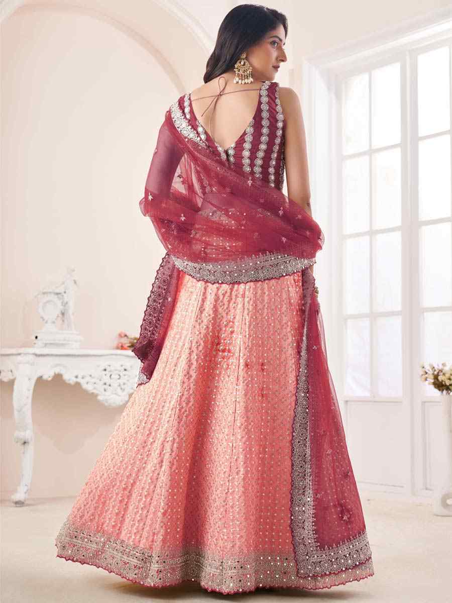 Pink Georgette Embroidered Festival Wedding Circular Lehenga Choli