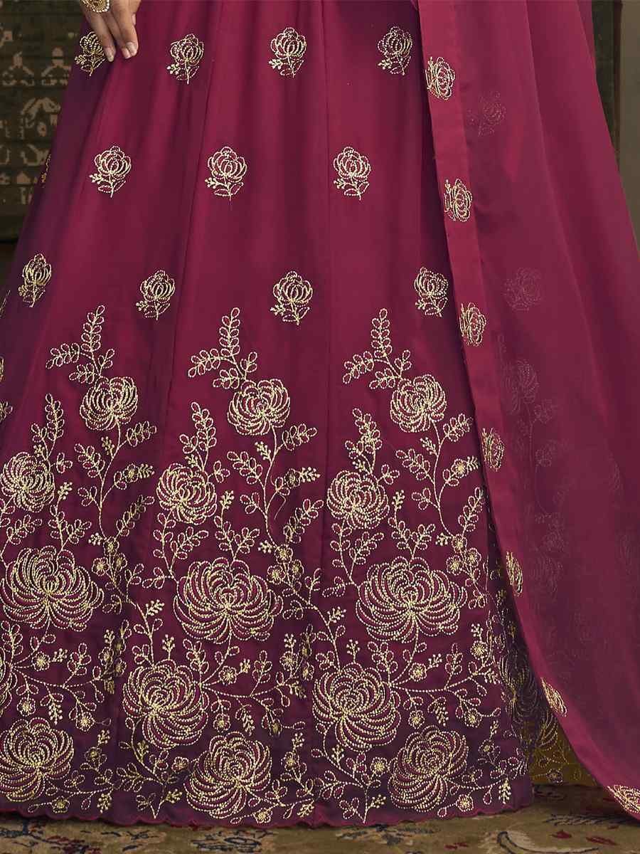 Pink Georgette Embroidered Wedding Festival Circular Lehenga Choli