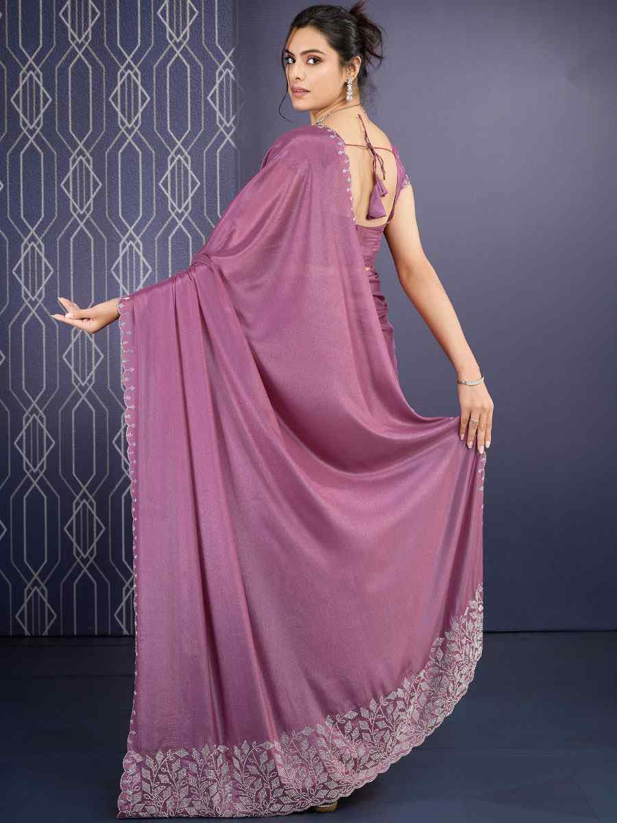 Pink Georgette Embroidery Casual Reception Festival Wedding Fancy Heavy Border Sarees