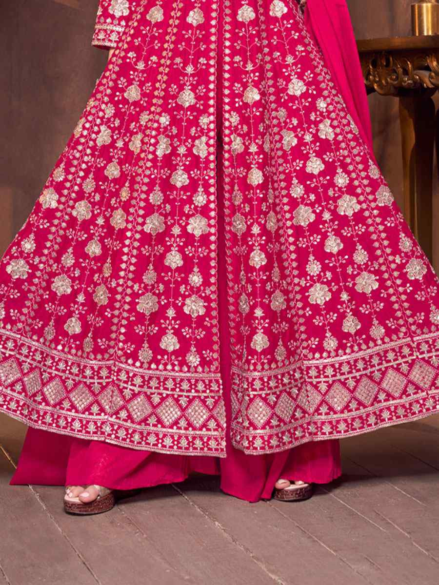 Pink Georgette Embroidery Party Wedding Festival Casual Ready Anarkali Salwar Kameez