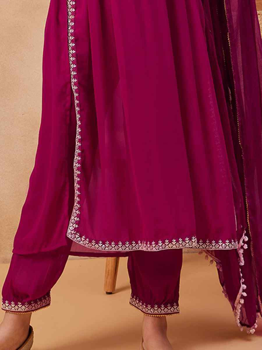 Pink Georgette Embroidery Party Wedding Festival Casual Ready Anarkali Salwar Kameez