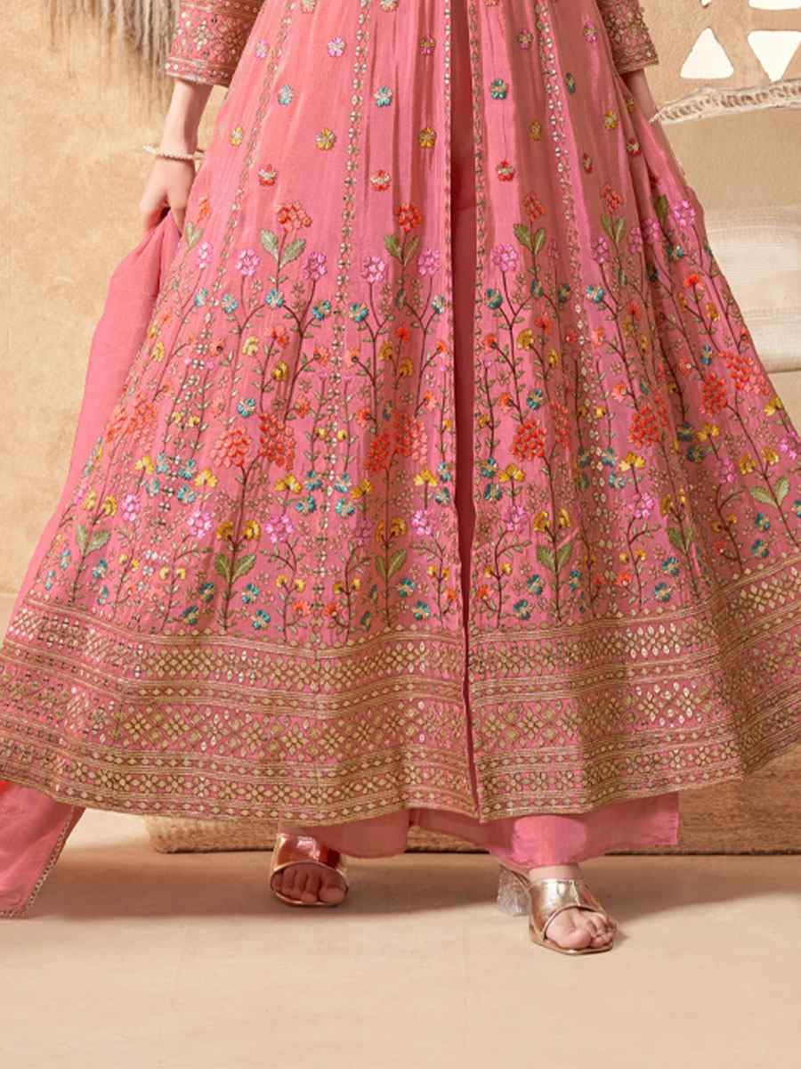 Pink Georgette Embroidery Party Wedding Festival Casual Ready Lawn Salwar Kameez