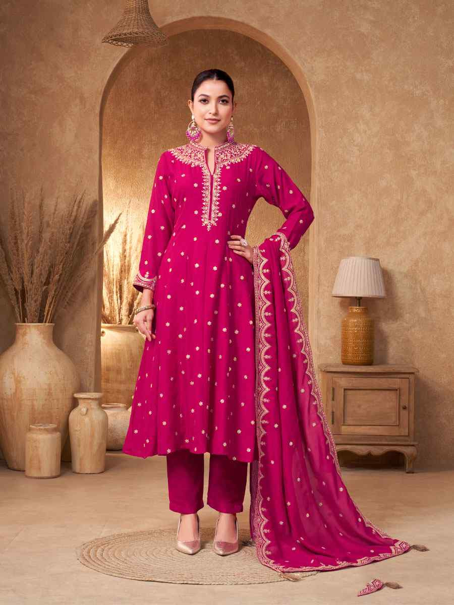 Pink Georgette Embroidery Party Wedding Festival Casual Ready Pant Salwar Kameez