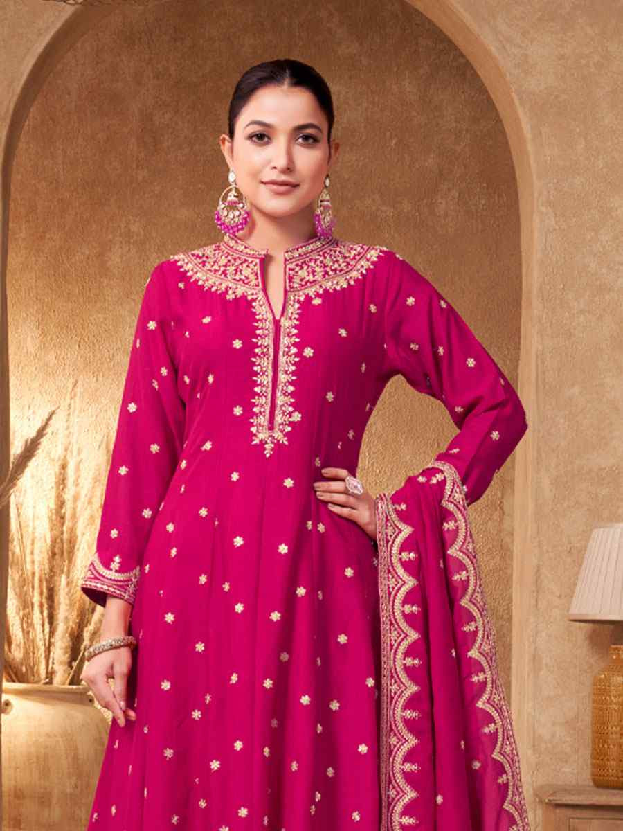 Pink Georgette Embroidery Party Wedding Festival Casual Ready Pant Salwar Kameez
