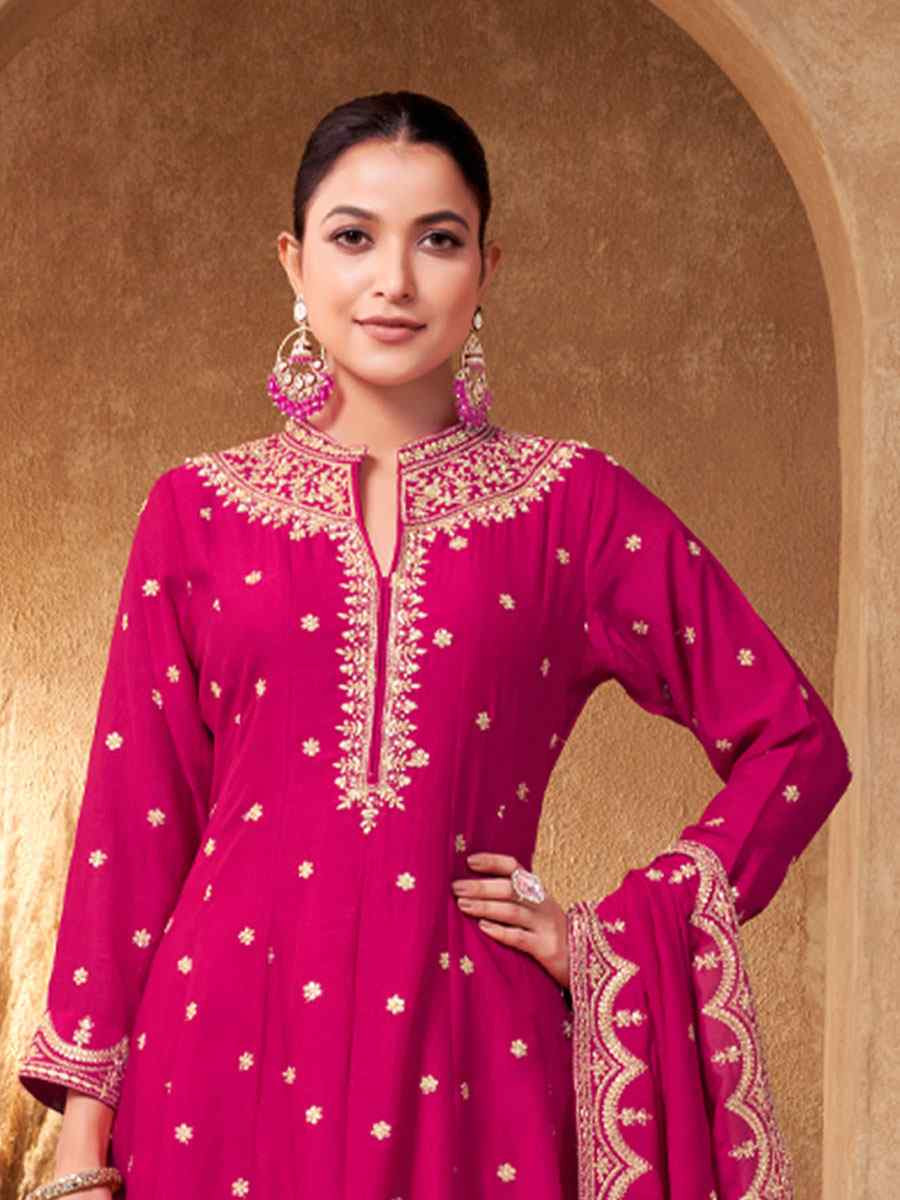 Pink Georgette Embroidery Party Wedding Festival Casual Ready Pant Salwar Kameez