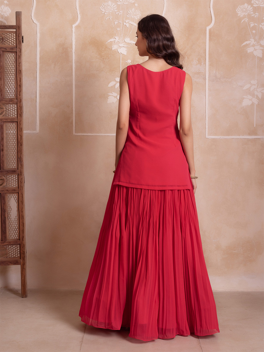 Pink Georgette Embroidery Wedding Party Festival Casual Ready Palazzo Pant Salwar Kameez