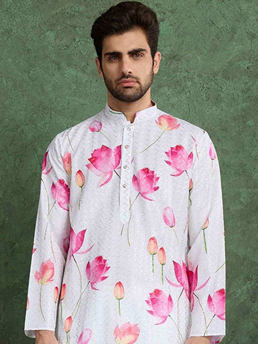 Pink Georgette Printed Festival Party Kurta
