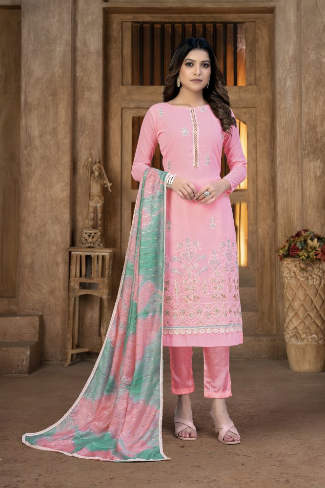 Pink Georgette Sequins Party Festival  Pant Salwar Kameez