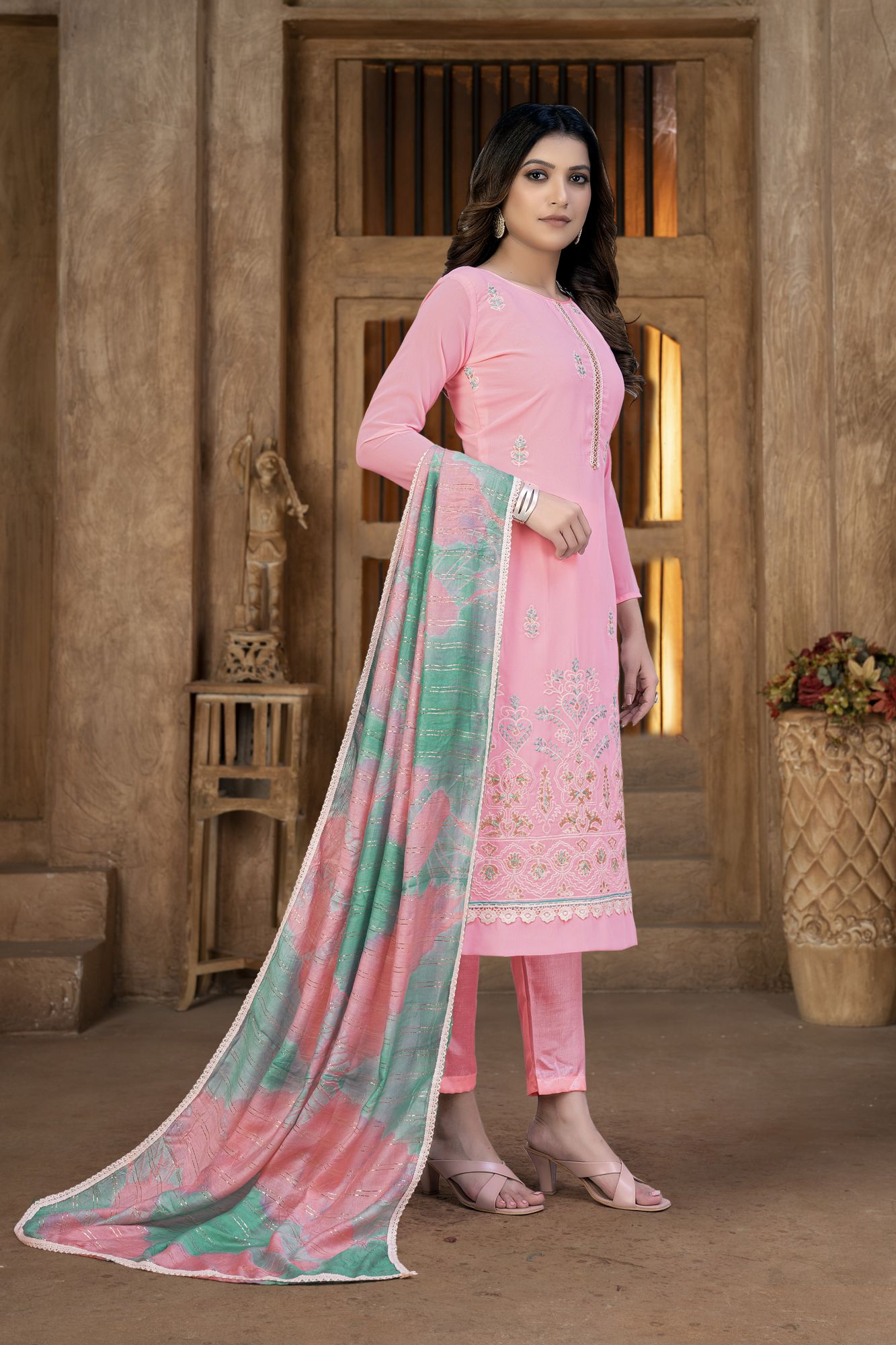 Pink Georgette Sequins Party Festival  Pant Salwar Kameez