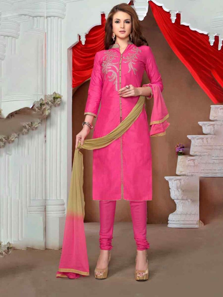 Pink Glaze Cotton Embroidered Party Festival Pant Salwar Kameez