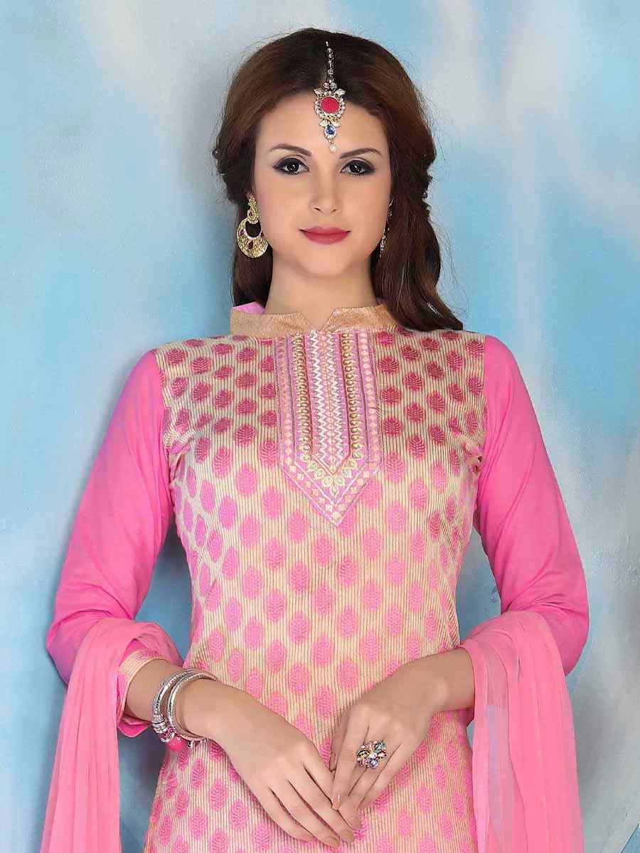 Pink Glaze Cotton Embroidered Party Festival Pant Salwar Kameez