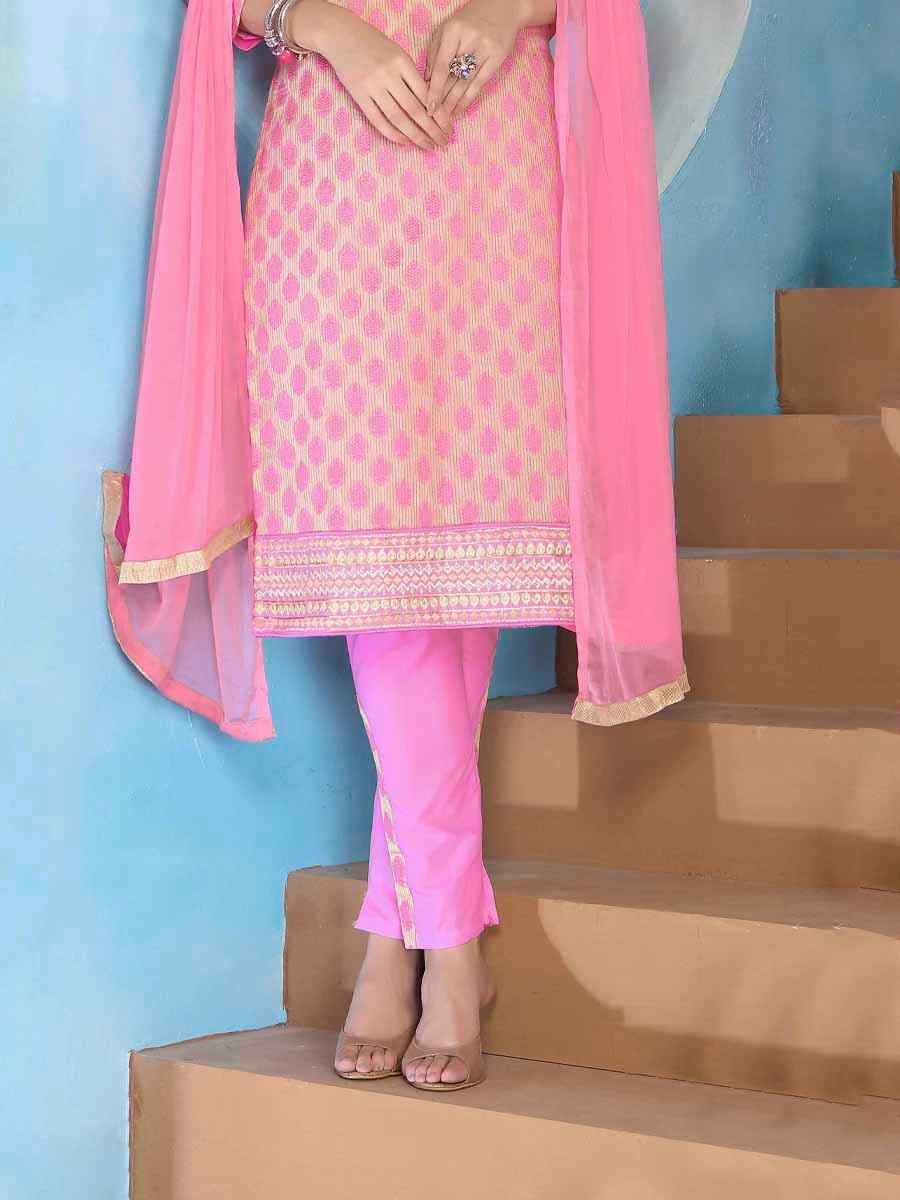 Pink Glaze Cotton Embroidered Party Festival Pant Salwar Kameez