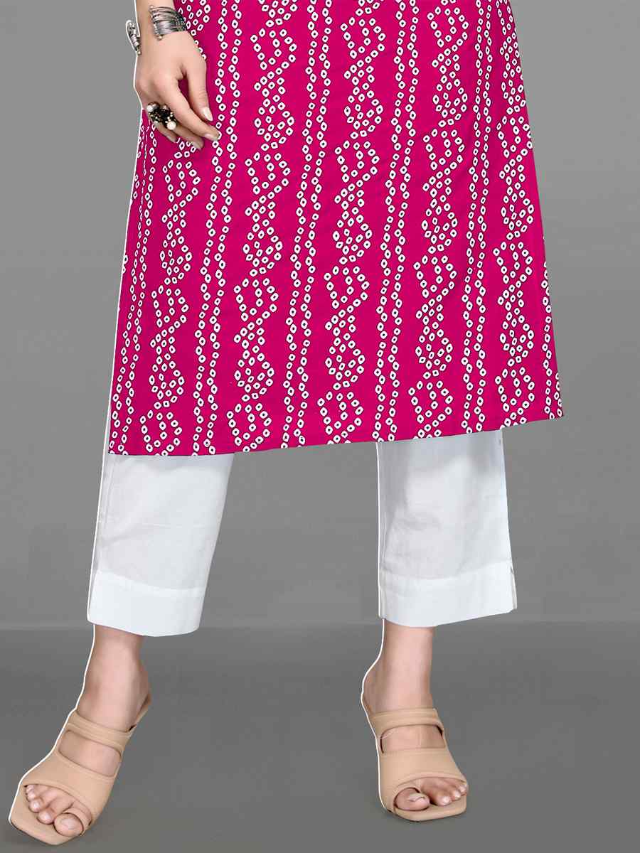 Pink Heavy 14 kg Rayon Printed Casual Festival Kurti