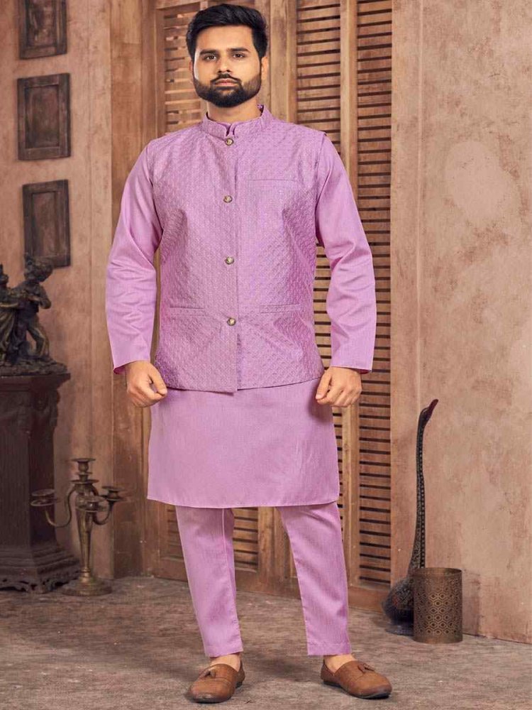 Pink Heavy Banglori Silk Embroidered Festival Party Kurta