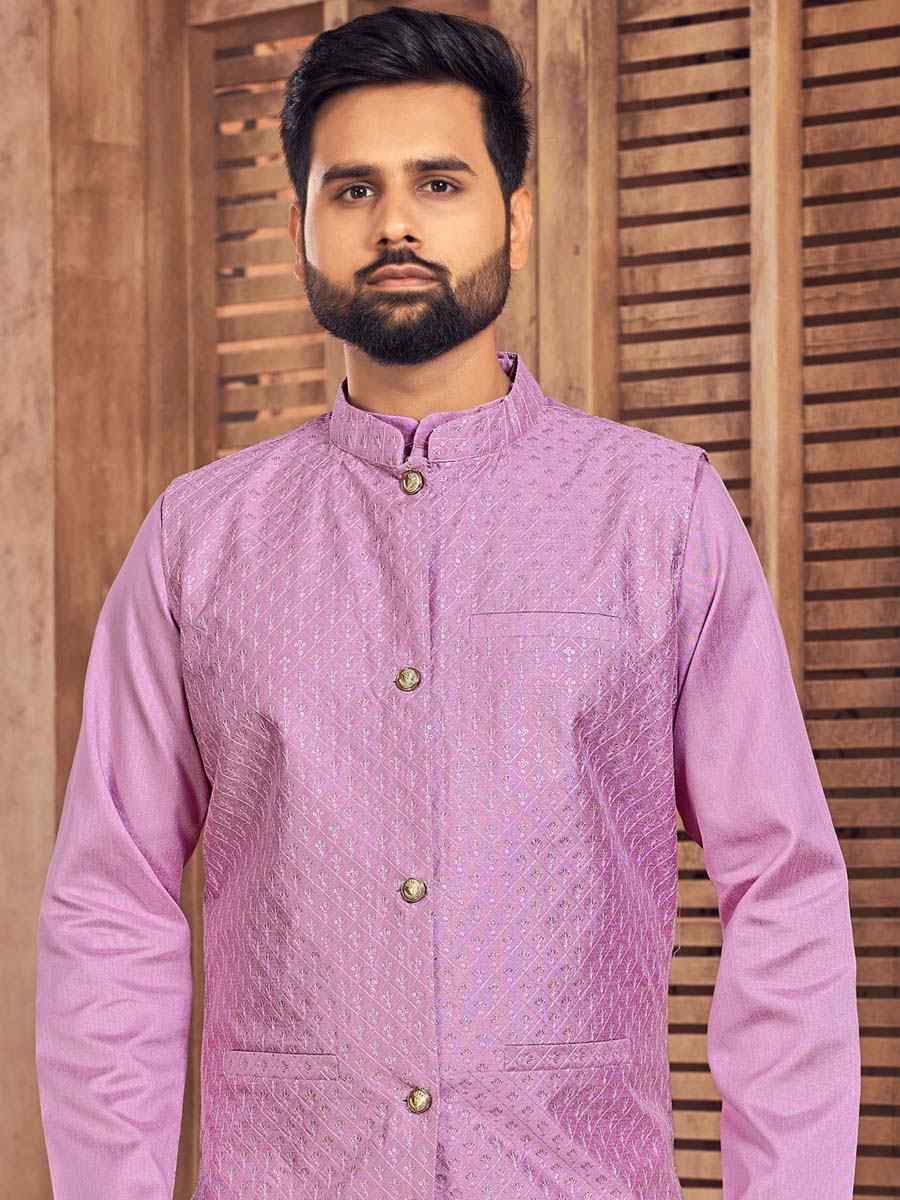 Pink Heavy Banglori Silk Embroidered Festival Party Kurta