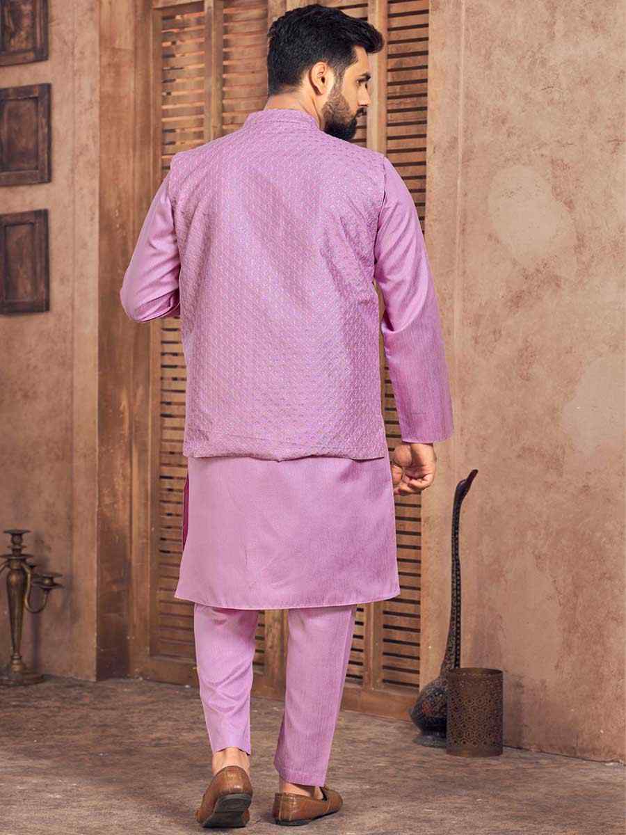 Pink Heavy Banglori Silk Embroidered Festival Party Kurta