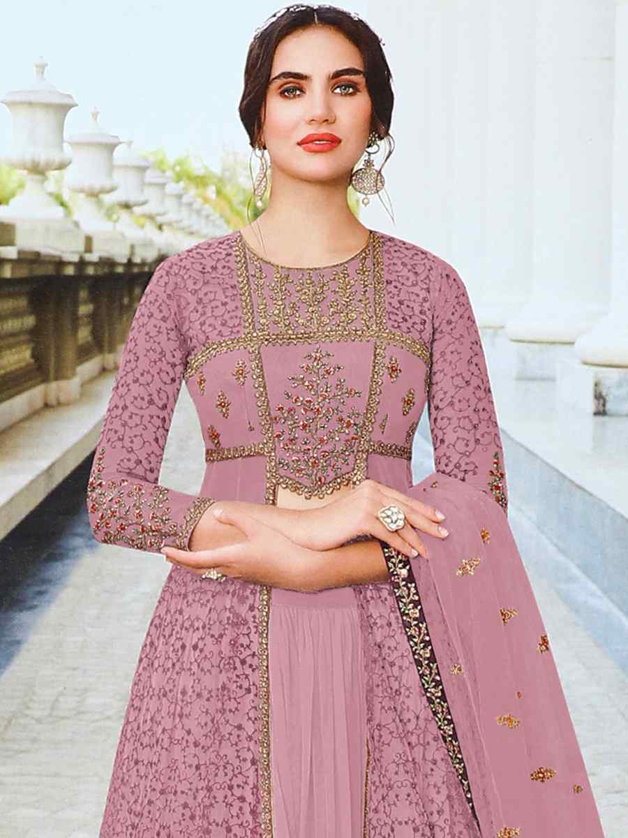 Pink Heavy Butterfly Net Embroidered Festival Party Anarkali Salwar Kameez