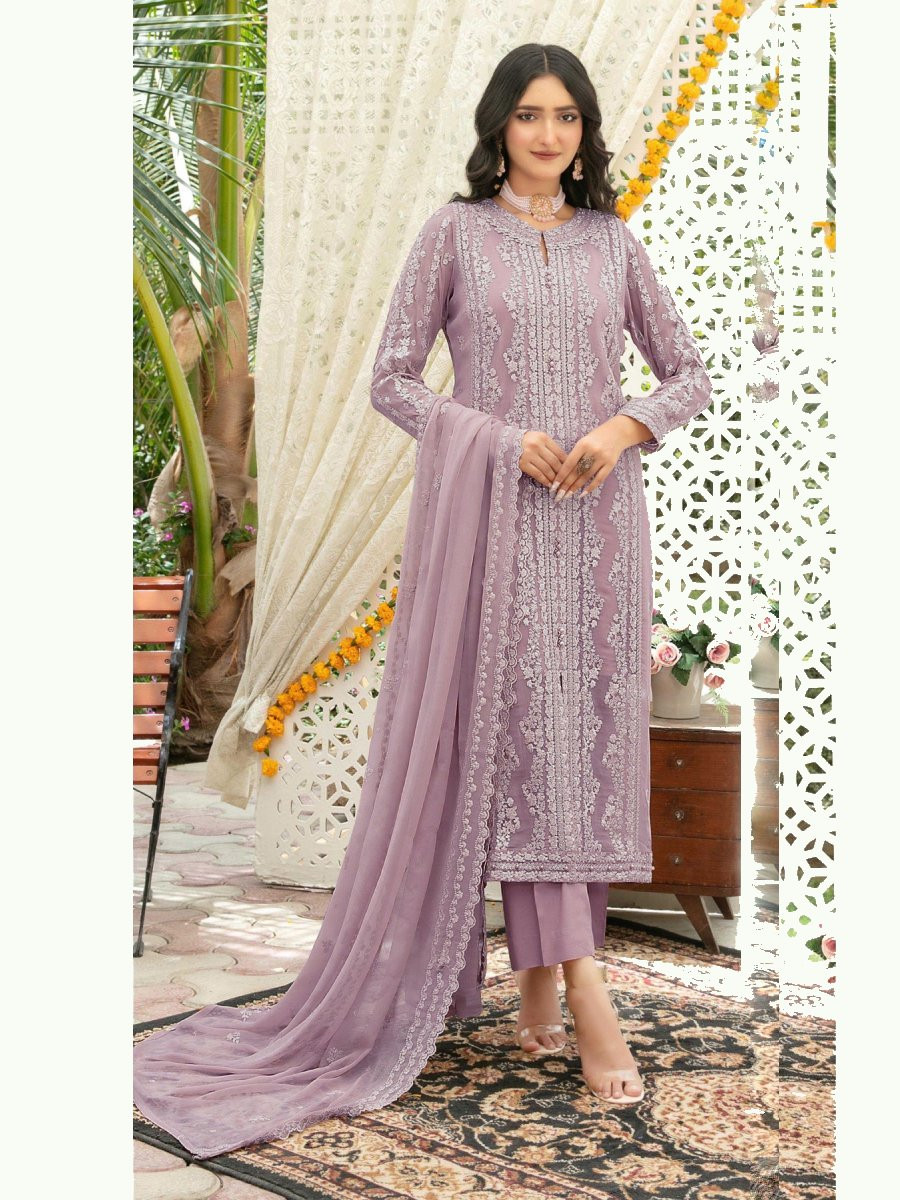 Pink Heavy Chiffon Embroidery Wedding Party Festival Casual Palazzo Pant Salwar Kameez