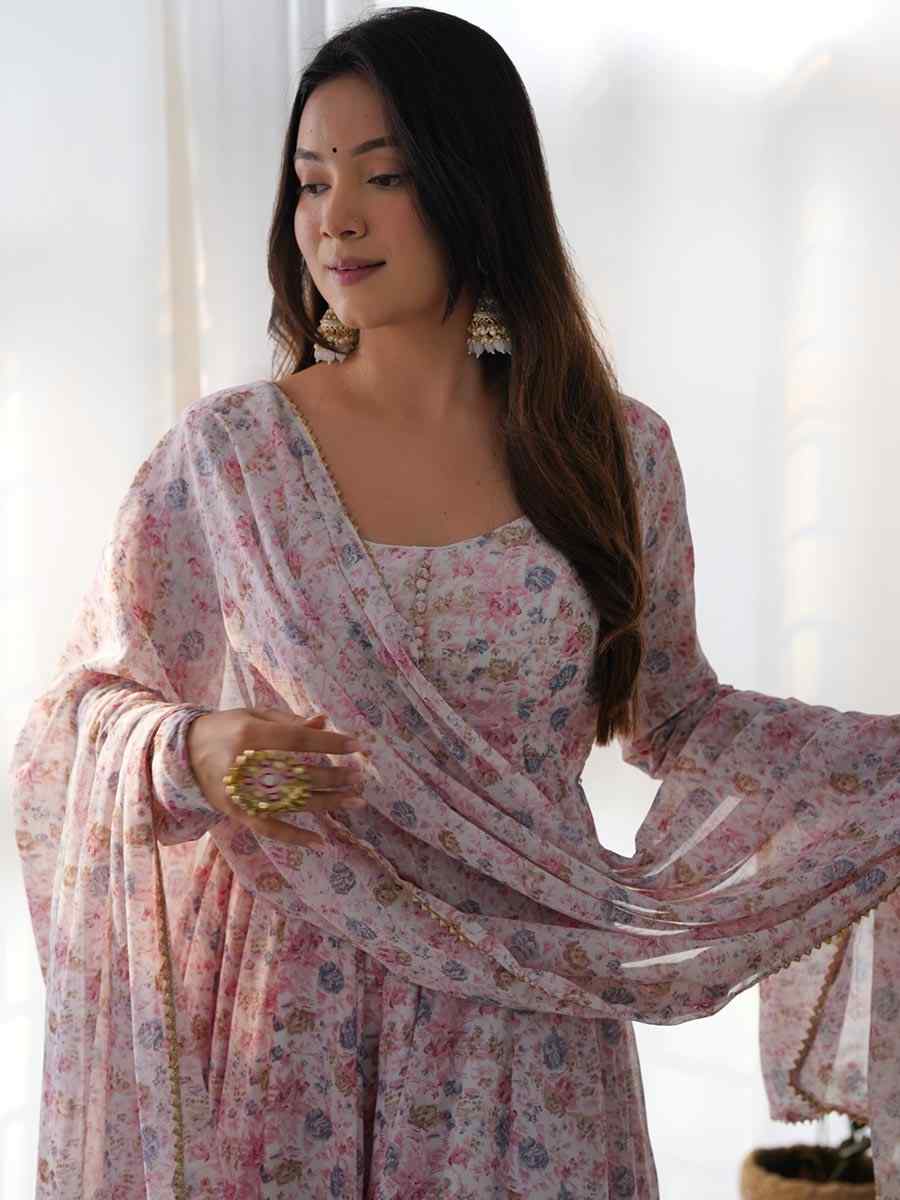 Pink Heavy Chiffon Printed Festival Casual Ready Anarkali Salwar Kameez