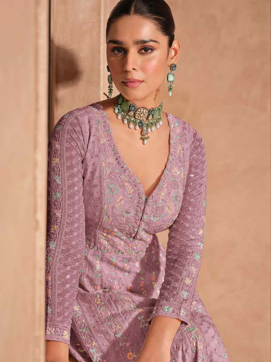 Pink Heavy Chinon Embroidered Festival Casual Anarkali Salwar Kameez