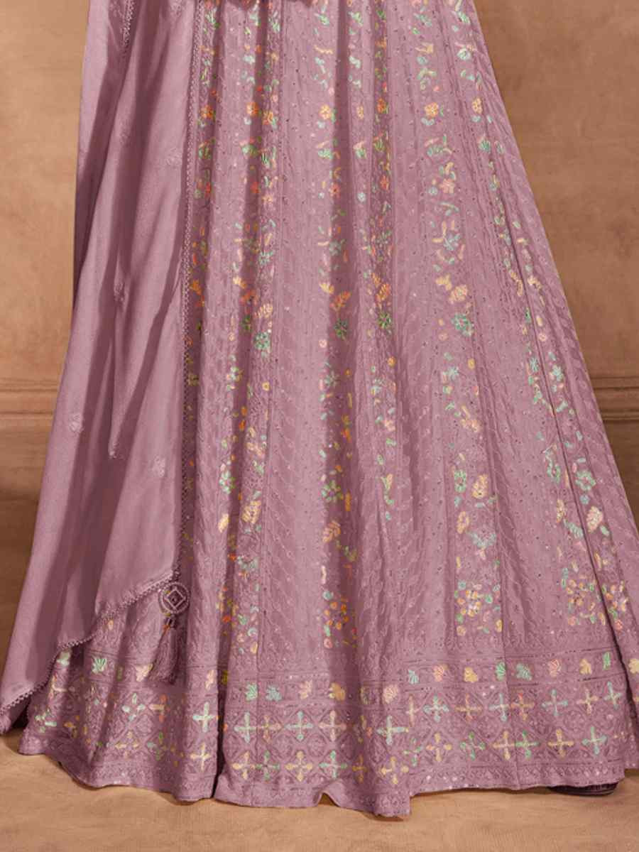 Pink Heavy Chinon Embroidered Festival Casual Anarkali Salwar Kameez