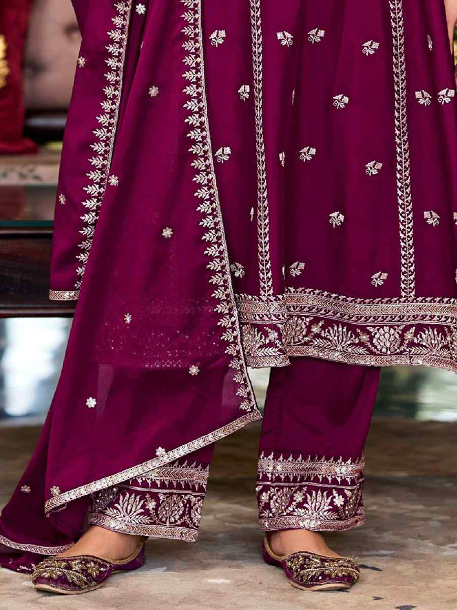 Pink Heavy Chinon Embroidered Festival Casual Ready Pant Salwar Kameez