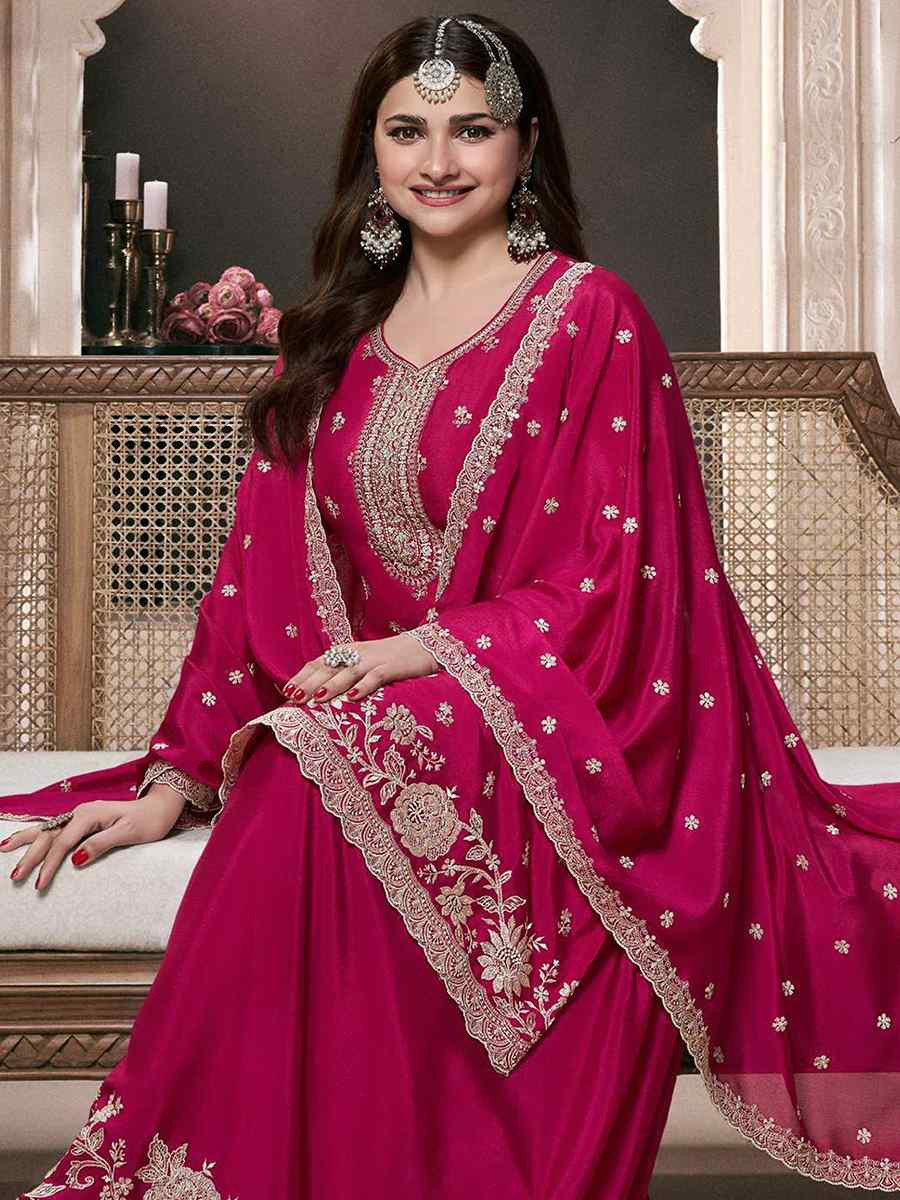 Pink Heavy Chinon Embroidered Festival Wedding Sharara Pant Salwar Kameez