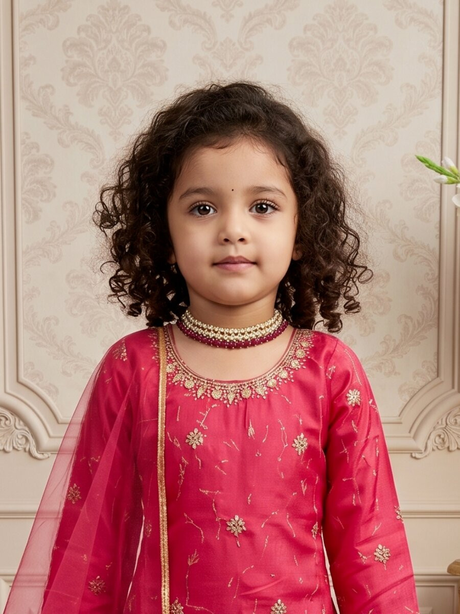 Pink Heavy Chinon Silk Embroidered Sequence Digital Print With Lace Traditional Ethnic Casual Festival Party Wedding Salwars Girls Wear