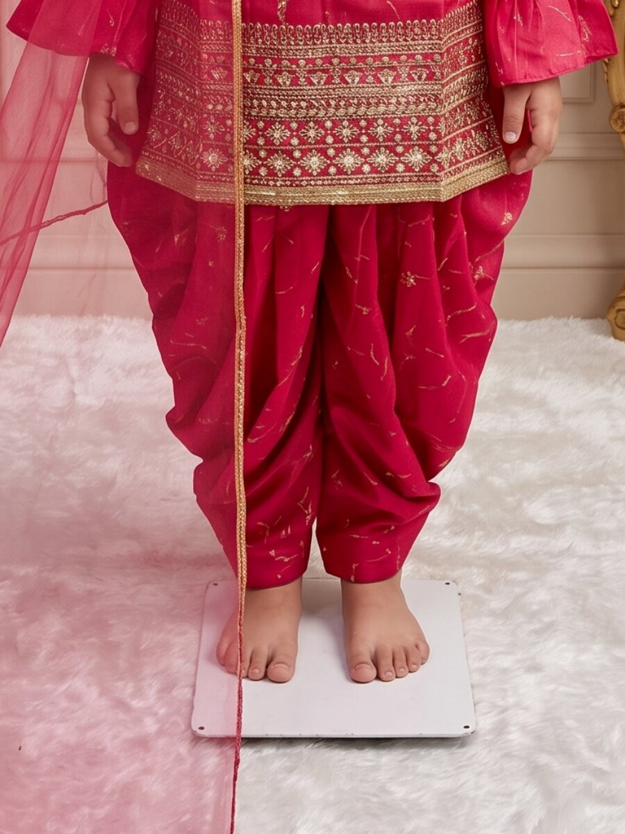 Pink Heavy Chinon Silk Embroidered Sequence Digital Print With Lace Traditional Ethnic Casual Festival Party Wedding Salwars Girls Wear